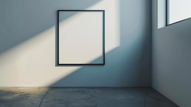 Blank picture frame on the wall with copy space Generative AI