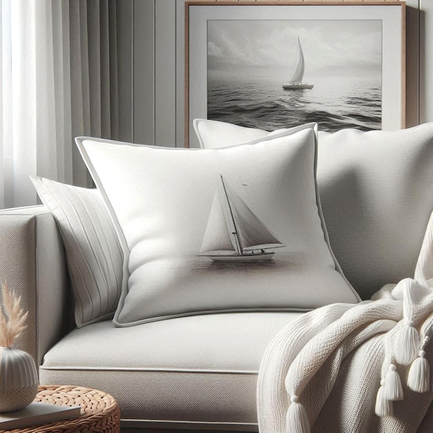 Photo blank pillow complements the contemporary vibe of the room