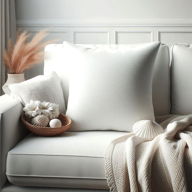 Photo blank pillow complements the elegance of a stylish living space