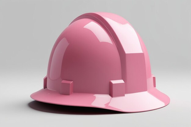 Blank Pink Construction Helmet Mockup on Grey background