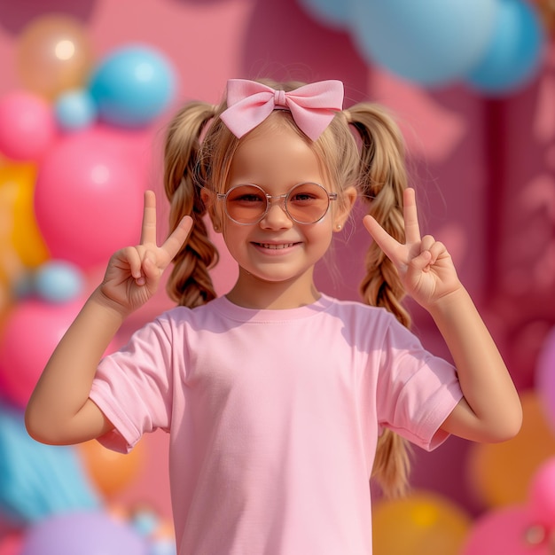 Blank pink tshirt mockup toddler girl