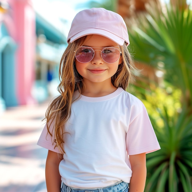 Blank pink tshirt mockup toddler girl