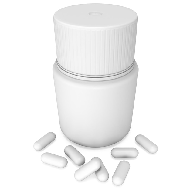 Blank plastic bottle of pills