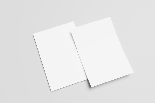 Blank portrait A4. brochure magazine isolated on gray, changeable background