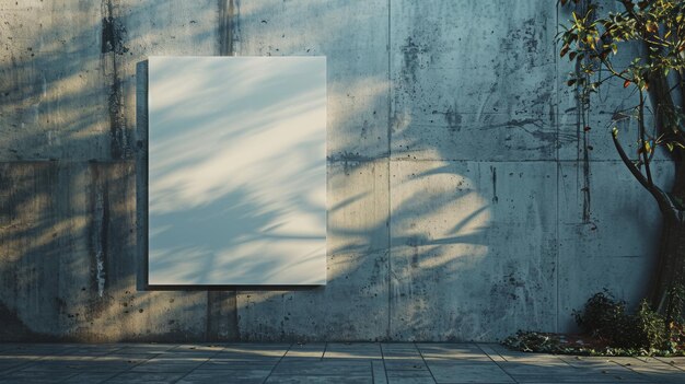 Blank poster mockup against a concrete wall at a car park during twilight creating dramatic