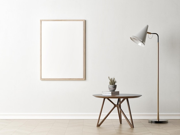 Blank poster, Scandinavian design interior, copy space