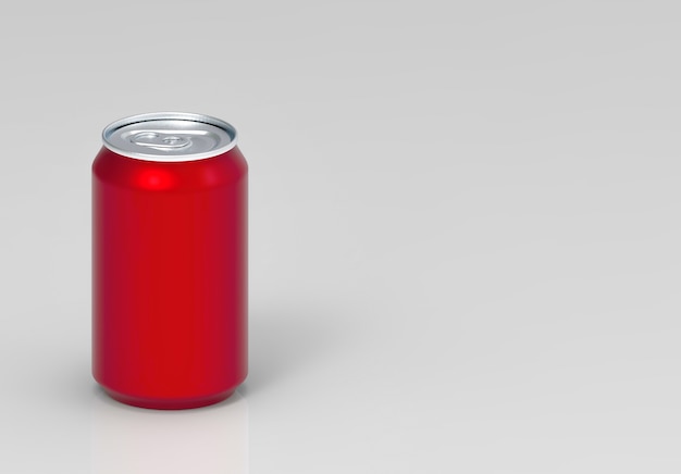 Blank red soft drink cola can with copy space gray background