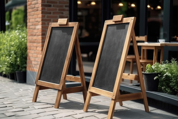 Blank restaurant shop sign or menu boards generative ai