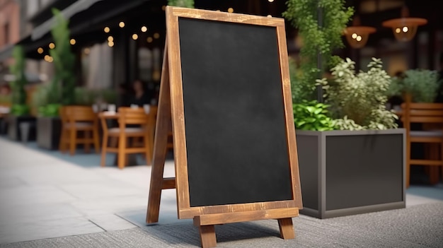 Blank restaurant shop sign or menu boards near the entra Generative AI