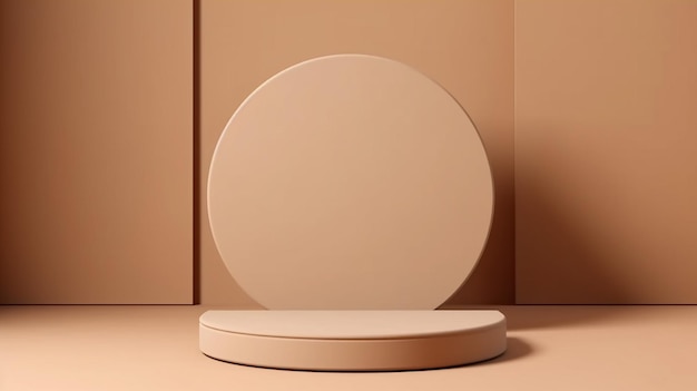 Blank round beige geometric shape podium platform Generative AI