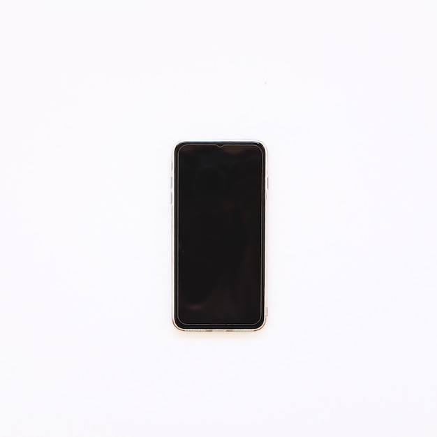 Blank screen cellphone on white background.