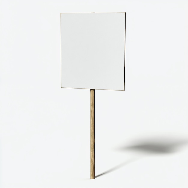 a blank sign is standing on a white background with a shadow of a shadow