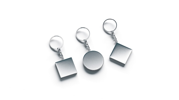 Photo blank silver key chain  side set view