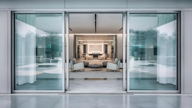 Blank sliding glass doors entrance mockup