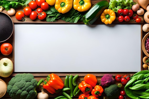 Blank space for text with Vegetables surrounding color background