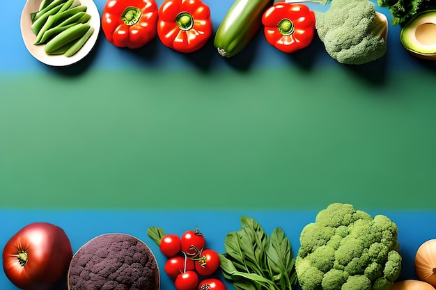 Blank space for text with Vegetables surrounding color background