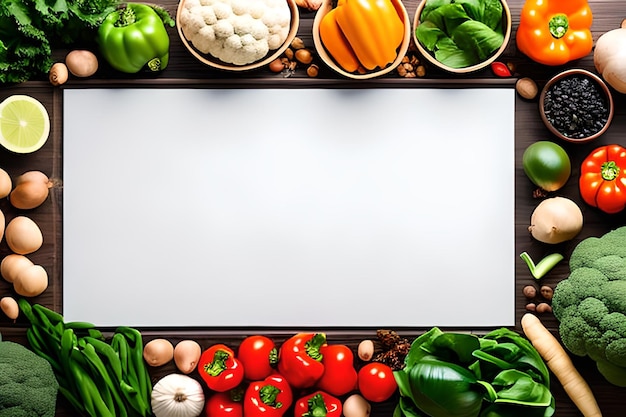 Blank space for text with Vegetables surrounding color background