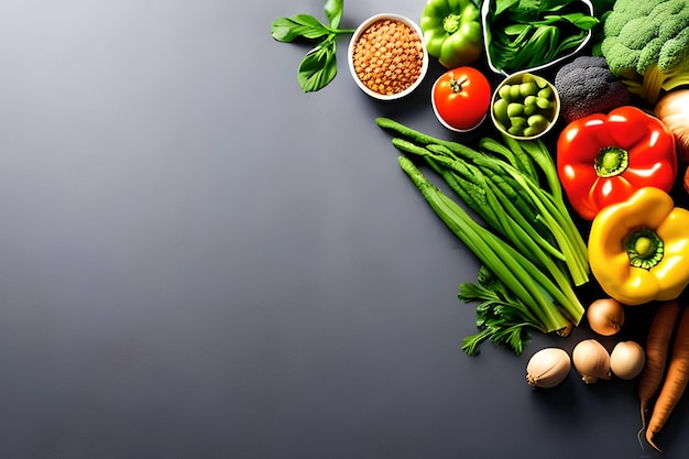 Blank space for text with Vegetables surrounding color background