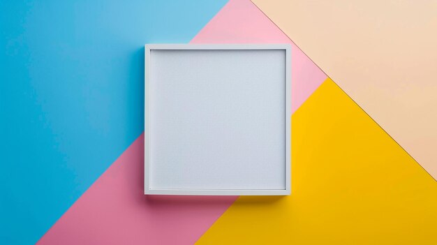 Photo blank square canvas frame on minimalist background