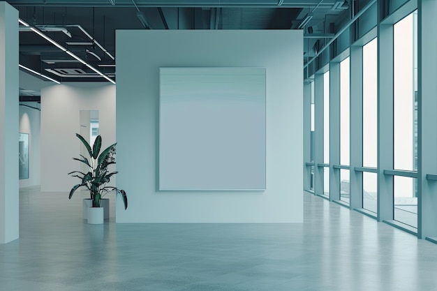 Photo blank squared wall in bright office mockup