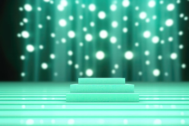 Blank Stage With Mint Green Color Bokeh Mock Up Generative AI