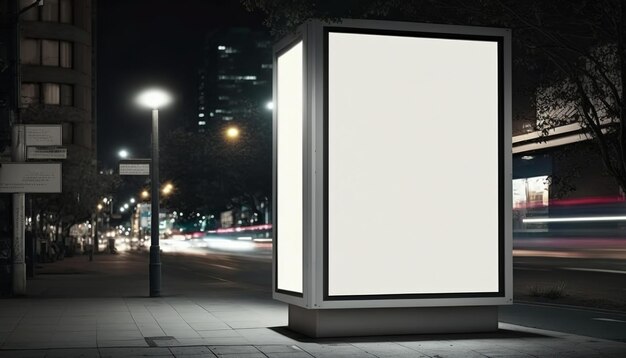 Blank street billboard poster stand on city background generative ai