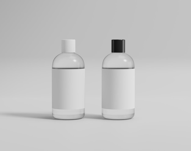 The blank transparent water bottle in the empty background, 3d rendering, 3d illustration