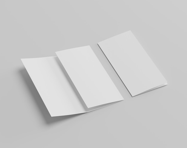 Photo blank tri fold paper on the empty background a4 brouchure three fold leaflet