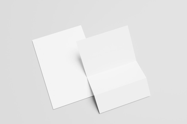 Blank trifold paper leaflet, flyer, broadsheet, letter, Leaflet A4 sith Shadows