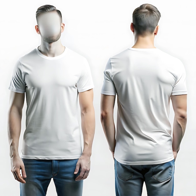 Photo blank tshirt color black and white template front and back view on white background