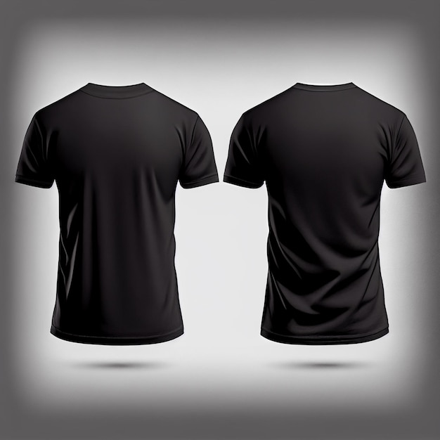 Blank tshirt mockup black tee front and back view Generative AI