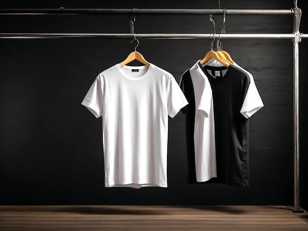 Blank TShirt Mockup on hanger front and rear side view High resolutionAI GENERATED