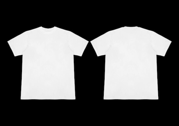 Blank tshirt white template front and back view on clean background Short Sleeve mockup