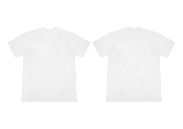 Photo blank tshirt white template front and back view on clean background short sleeve mockup