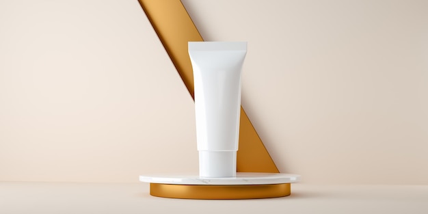 Blank tube of cream on plate 3d render