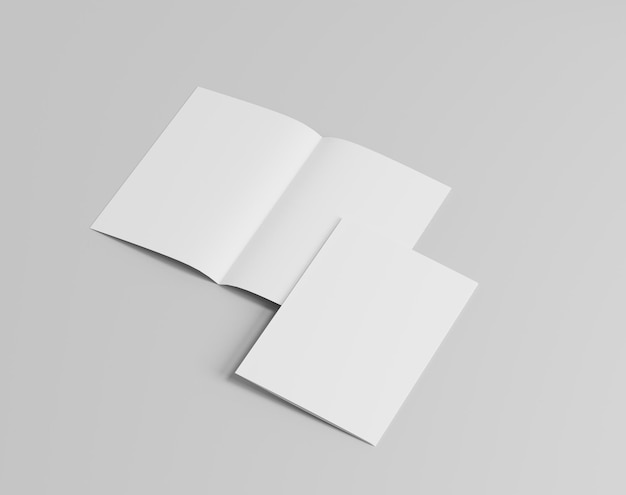 Blank twoleaf fold paper on the empty background a4 brochure two fold leaflet 3d rendering 3d i