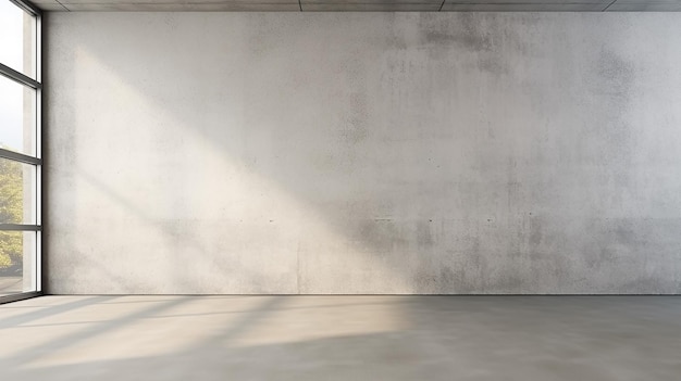 Blank Wall in Bright Concrete Office