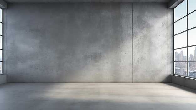 Blank Wall in Bright Concrete Office