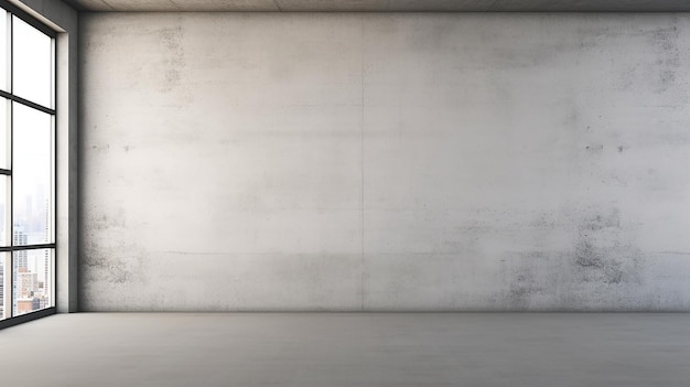 Blank Wall in Bright Concrete Office