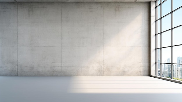 Blank Wall in Bright Concrete Office