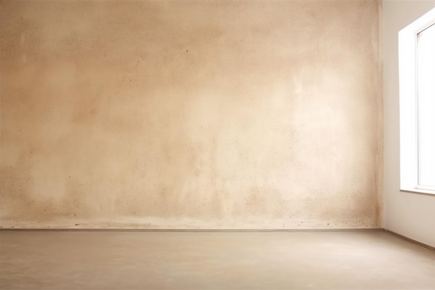 Blank wall design texture light minimal room plaster window beige Generative AI