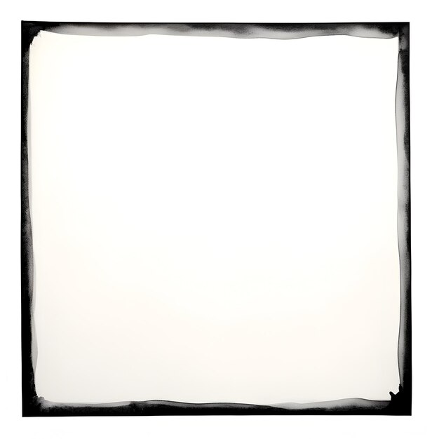 Photo blank watercolor canvas with black frame and edges on white background