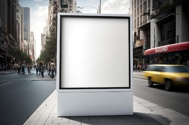 Blank white advertising display billboard in a city street promotional poster mock up