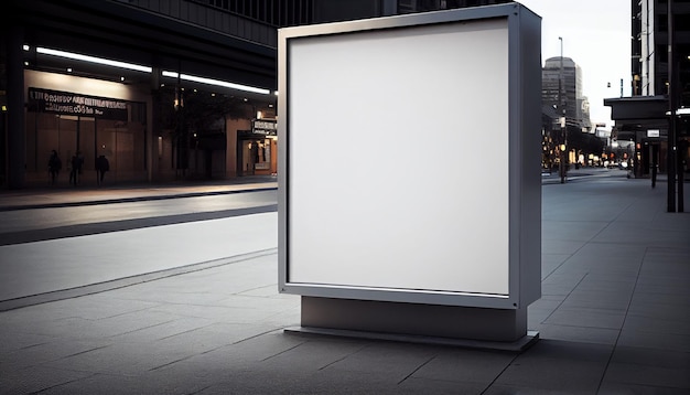 Blank white advertising display billboard situated in a cityscape For projects related to advertising marketing or urban environments The billboard space for advertisements or designs