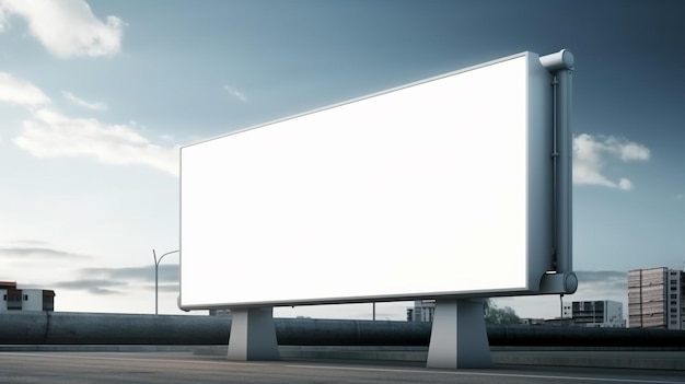 Blank white billboard mockup on the road Generative Ai