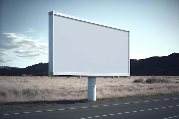 Blank White billboard or poster in Fast Road