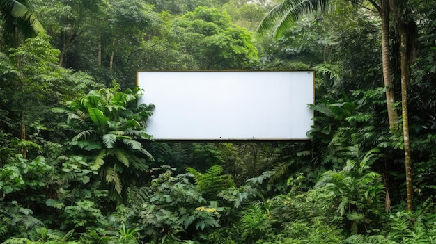 Blank White Billboard in a Verdant Jungle Generative AI