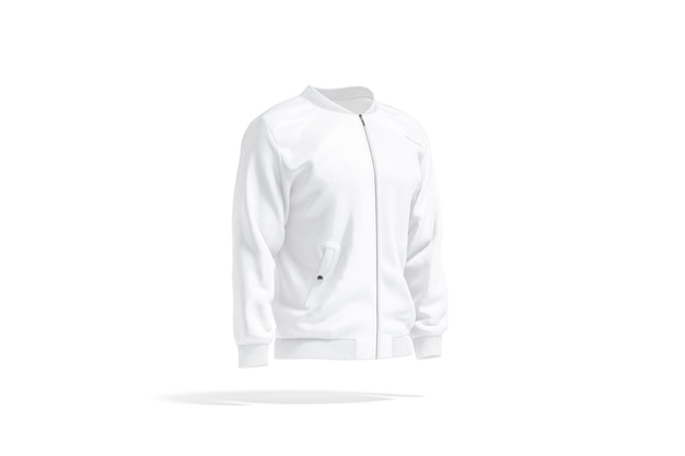 Blank white bomber jacket mockup side view