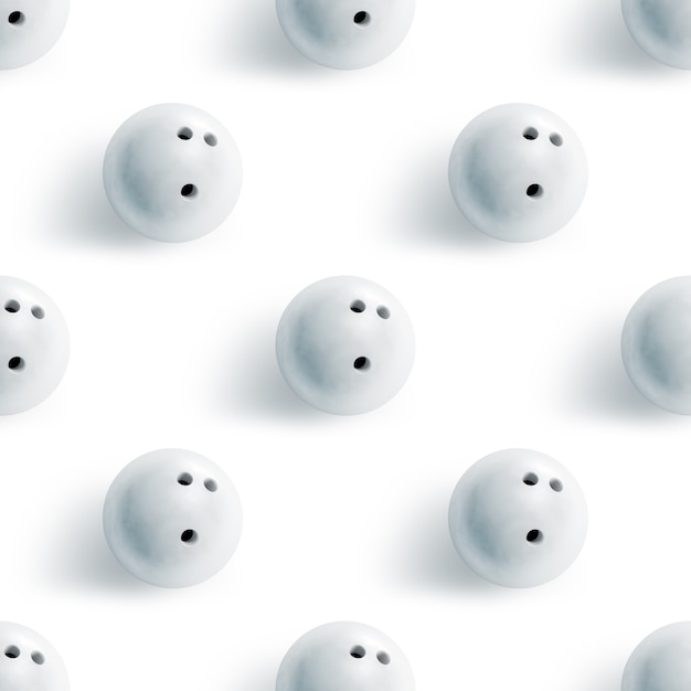 Blank white bowling ball seamless pattern