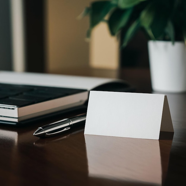 Blank white Business card presentation of Corporate identity on table office background